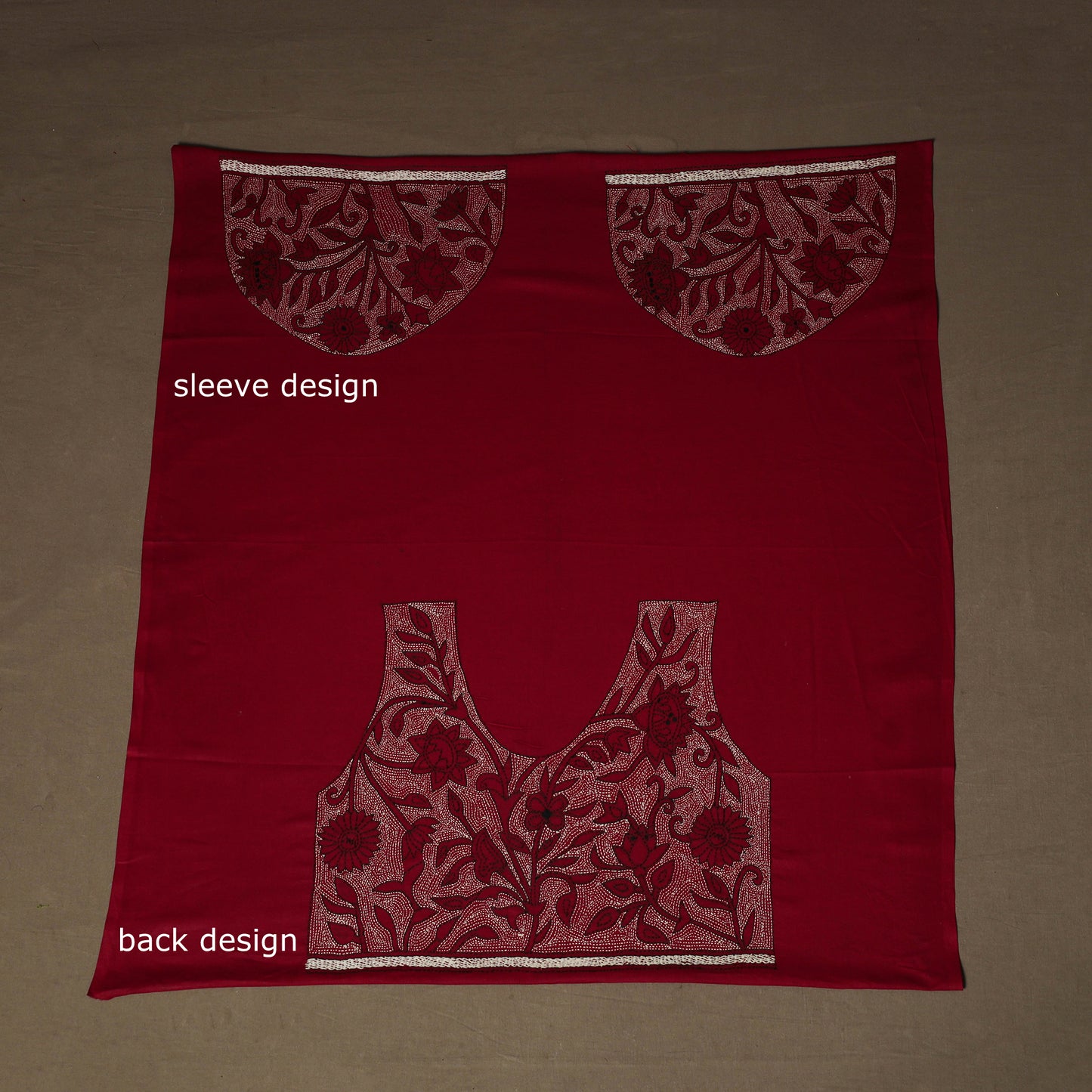 Bengal Kantha Hand Embroidered Cotton Blouse Piece 68