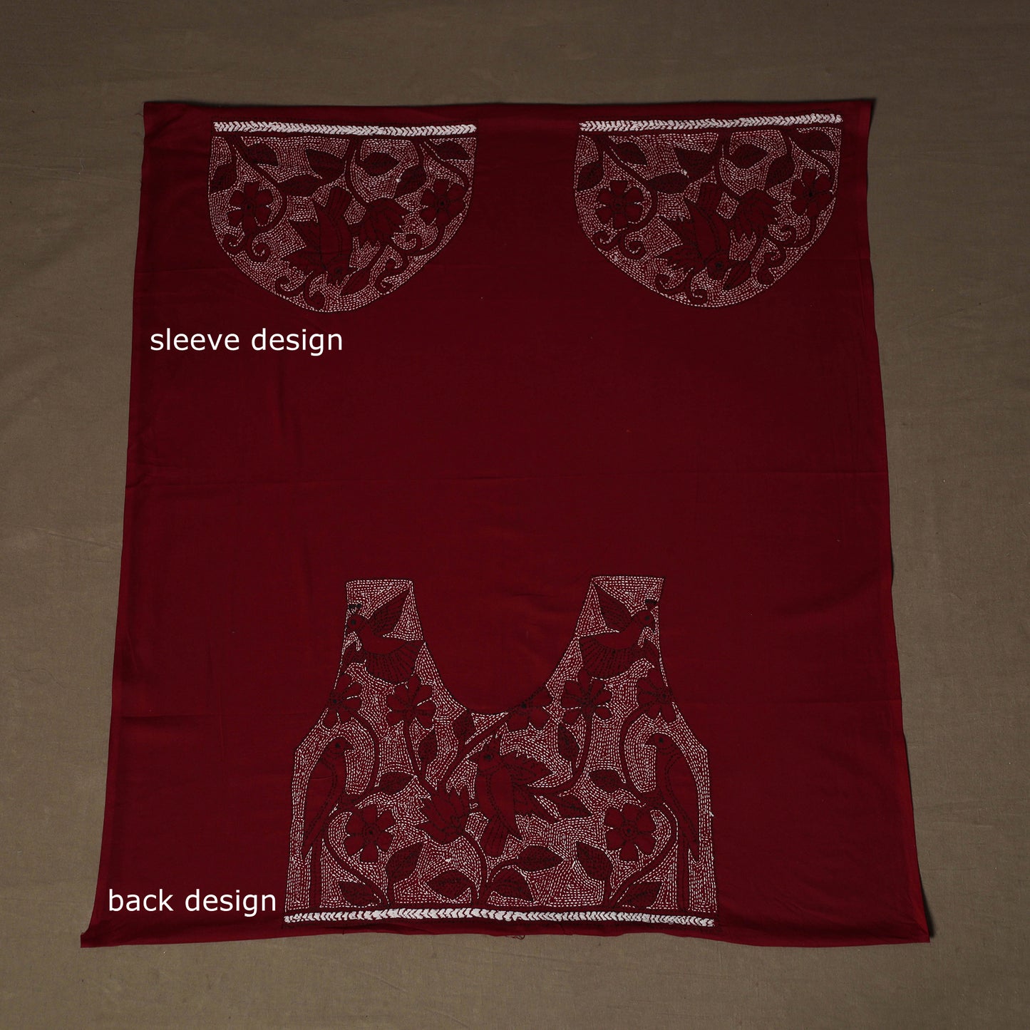 Bengal Kantha Hand Embroidered Cotton Blouse Piece 66