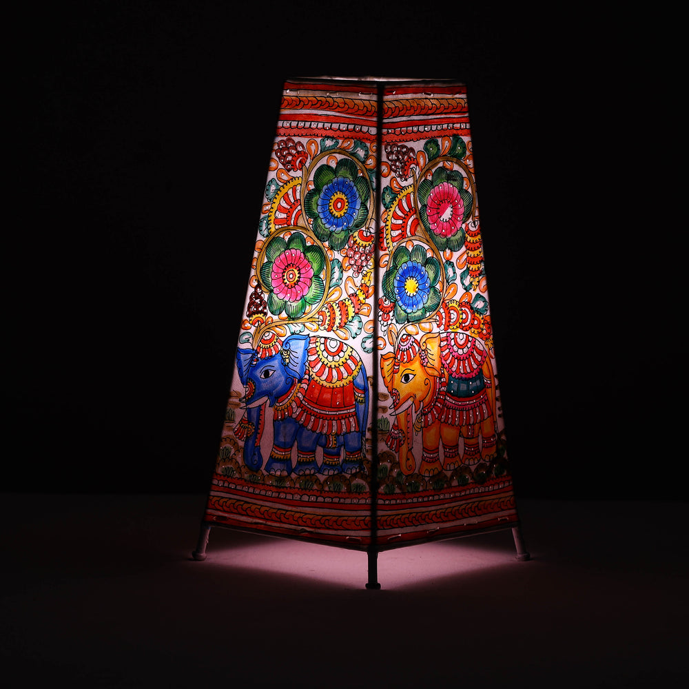 Handpainted Tholu Bommalata Leather Table Lamp (Big) 79