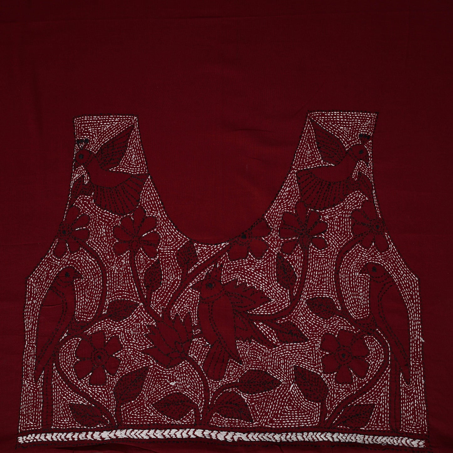 Bengal Kantha Hand Embroidered Cotton Blouse Piece 66