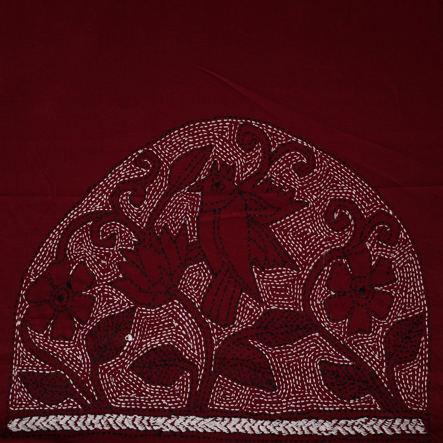 Bengal Kantha Hand Embroidered Cotton Blouse Piece 66