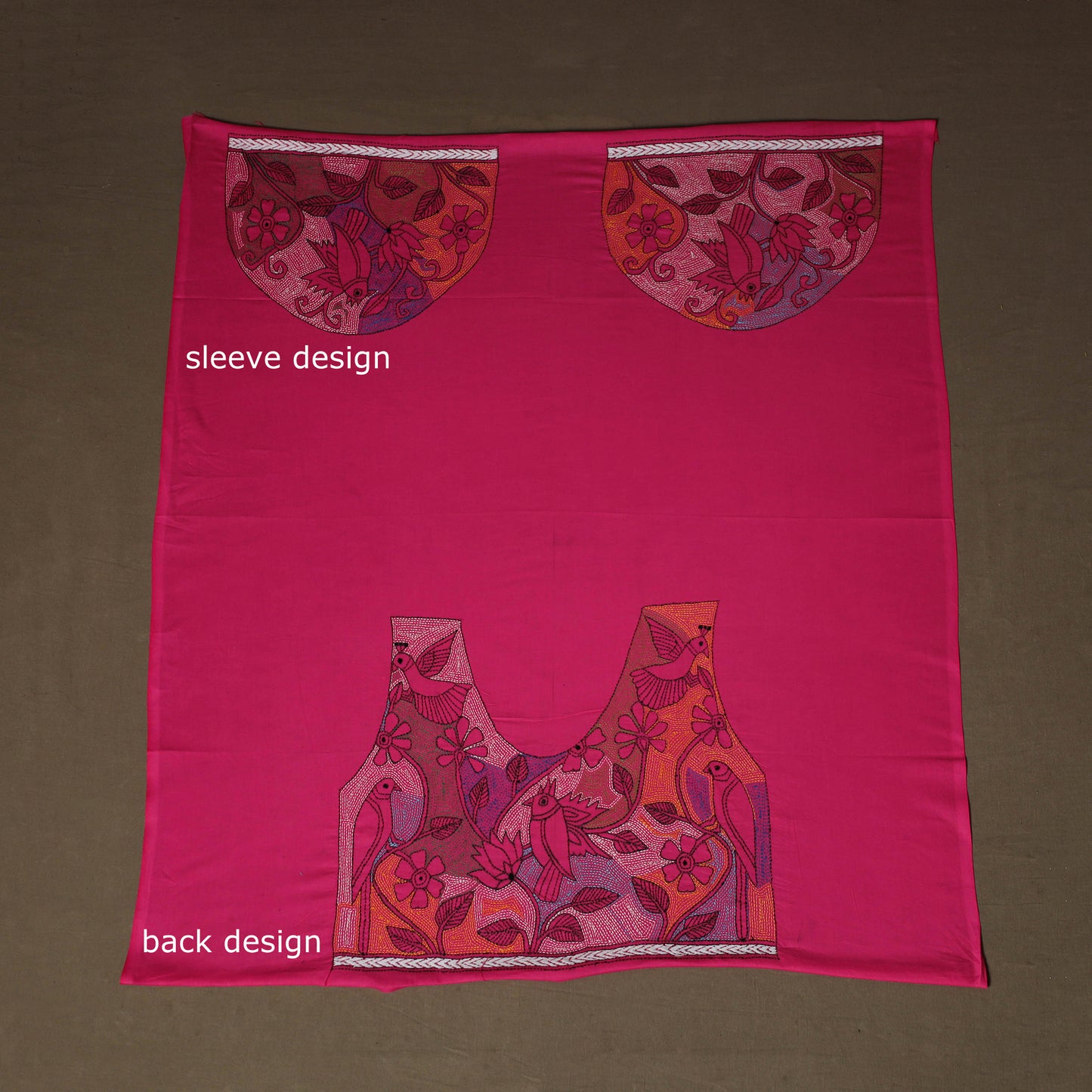 Bengal Kantha Hand Embroidered Cotton Blouse Piece 69
