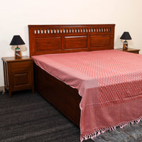 Peach - Pure Handloom Cotton Double Bed Cover from Bijnor 45