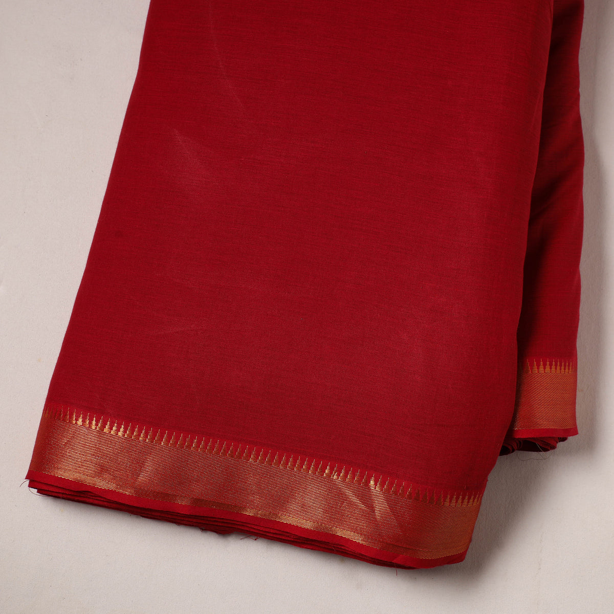 Red - Mangalagiri Cotton Fabric with Zari Border 11