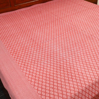 Peach - Pure Handloom Cotton Double Bed Cover from Bijnor 45