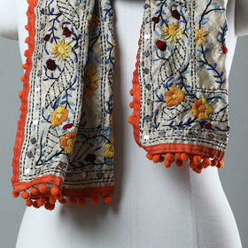 Orange Ranihati Chanderi Silk Embroidered Stole