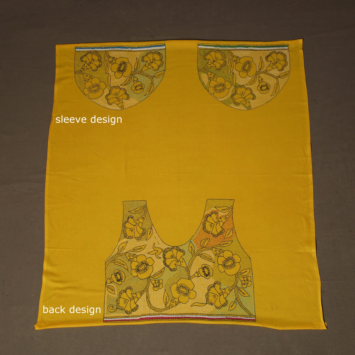 Bengal Kantha Hand Embroidered Cotton Blouse Piece 65
