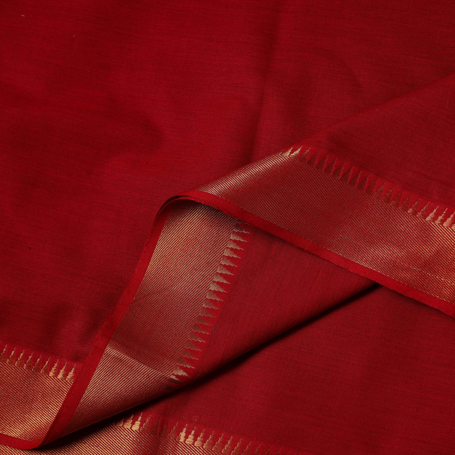 Red - Mangalagiri Cotton Fabric with Zari Border 11