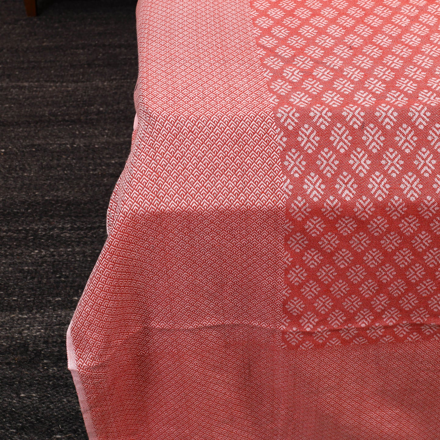 Peach - Pure Handloom Cotton Double Bed Cover from Bijnor 45