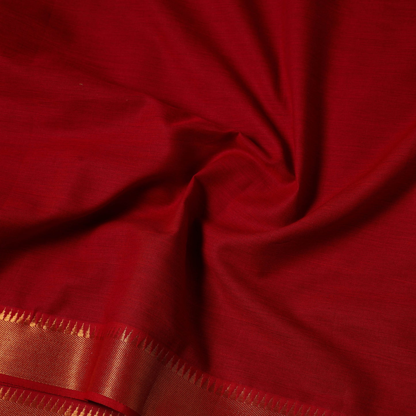 Red - Mangalagiri Cotton Fabric with Zari Border 11