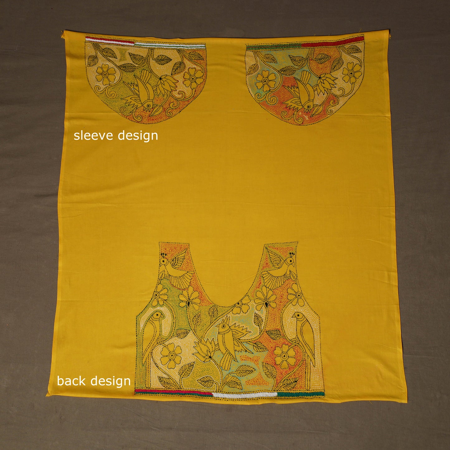 Bengal Kantha Hand Embroidered Cotton Blouse Piece 64