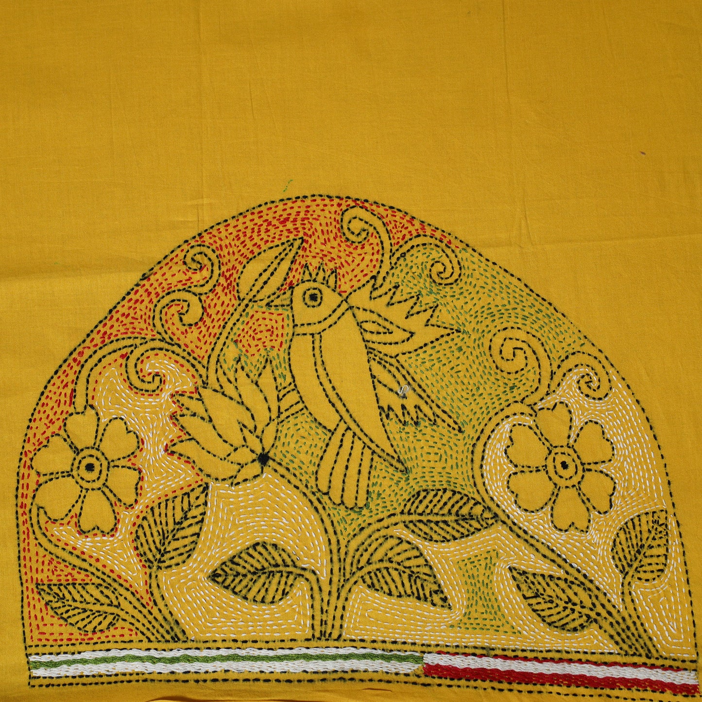 Bengal Kantha Hand Embroidered Cotton Blouse Piece 64