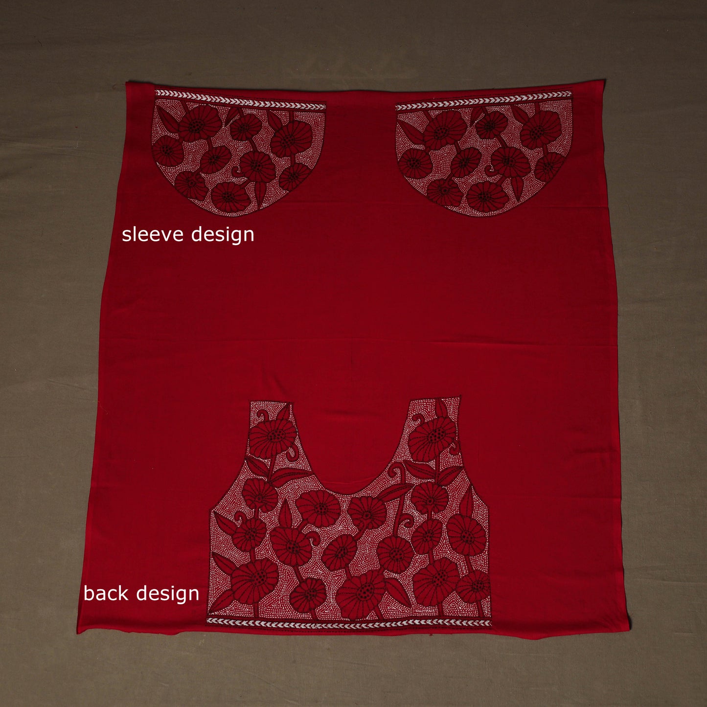 Bengal Kantha Hand Embroidered Cotton Blouse Piece 63