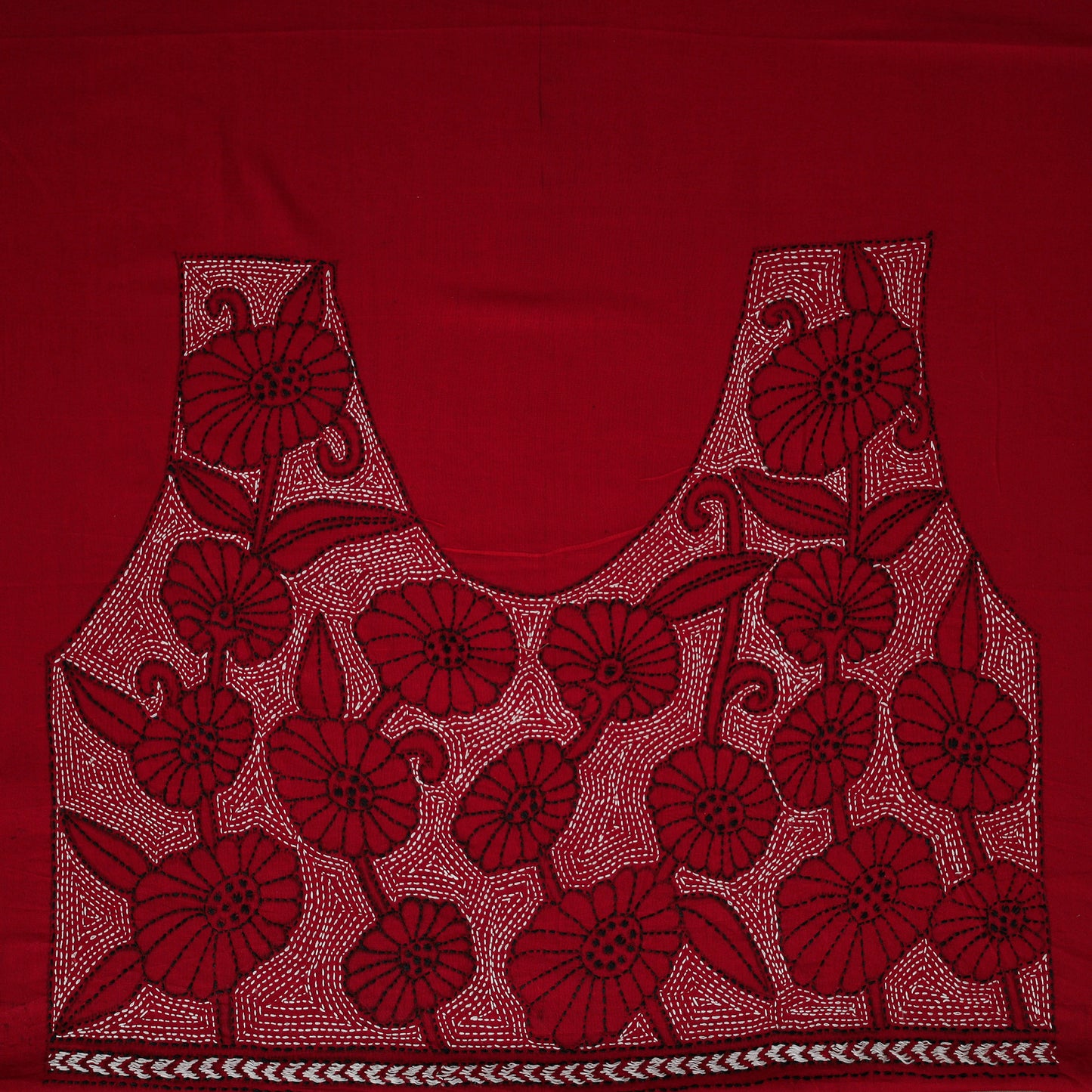 Bengal Kantha Hand Embroidered Cotton Blouse Piece 63