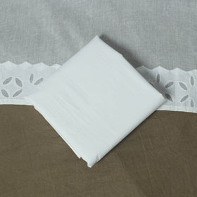White - Barmer Applique Cutwork Cotton 3pc Unstitched Dress Material Suit Set 03