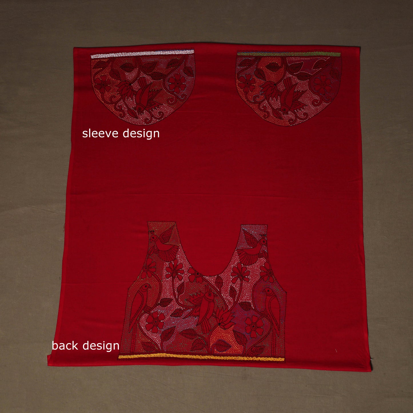 Bengal Kantha Hand Embroidered Cotton Blouse Piece 62