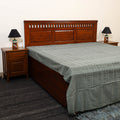  Grey Handloom Cotton Double Bed Cover from Bijnor 