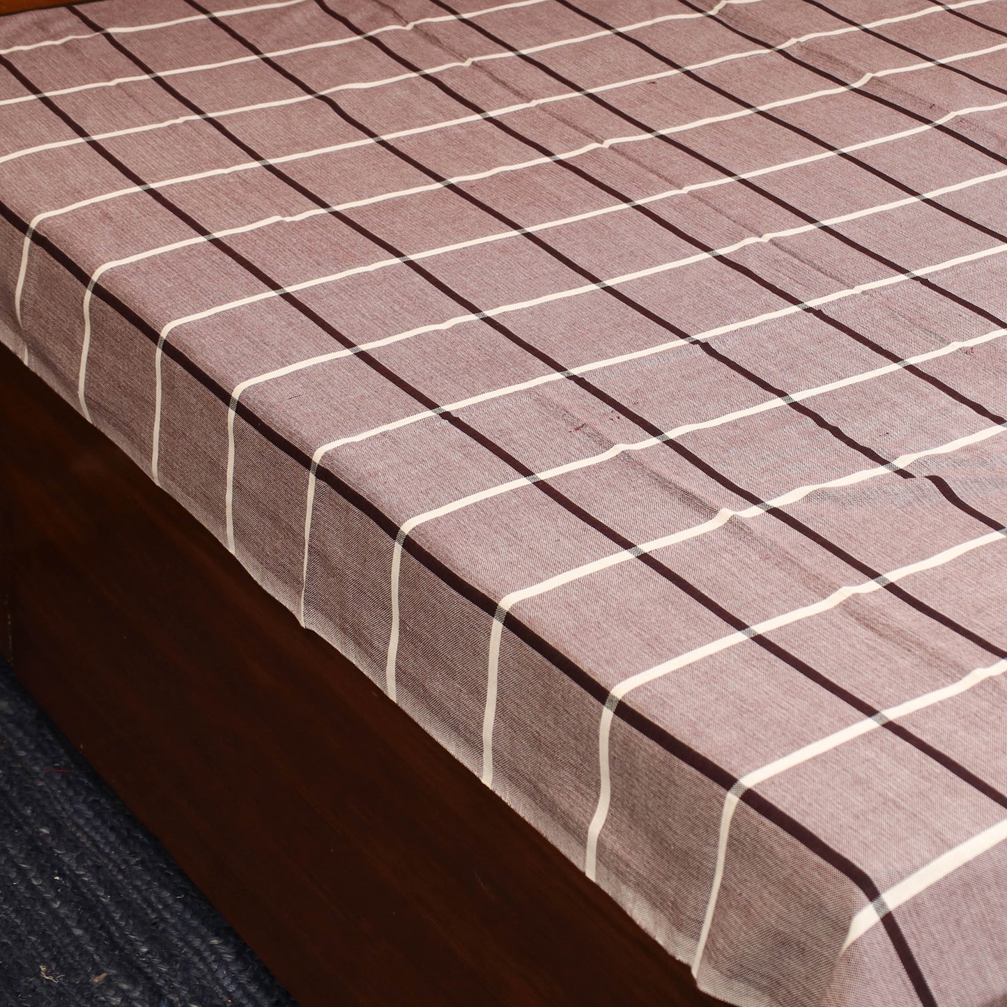 Brown - single handloom cotton bed sheet (90 x 60 in) 135