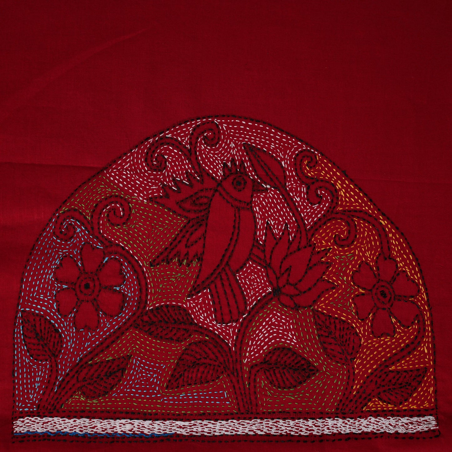 Bengal Kantha Hand Embroidered Cotton Blouse Piece 62