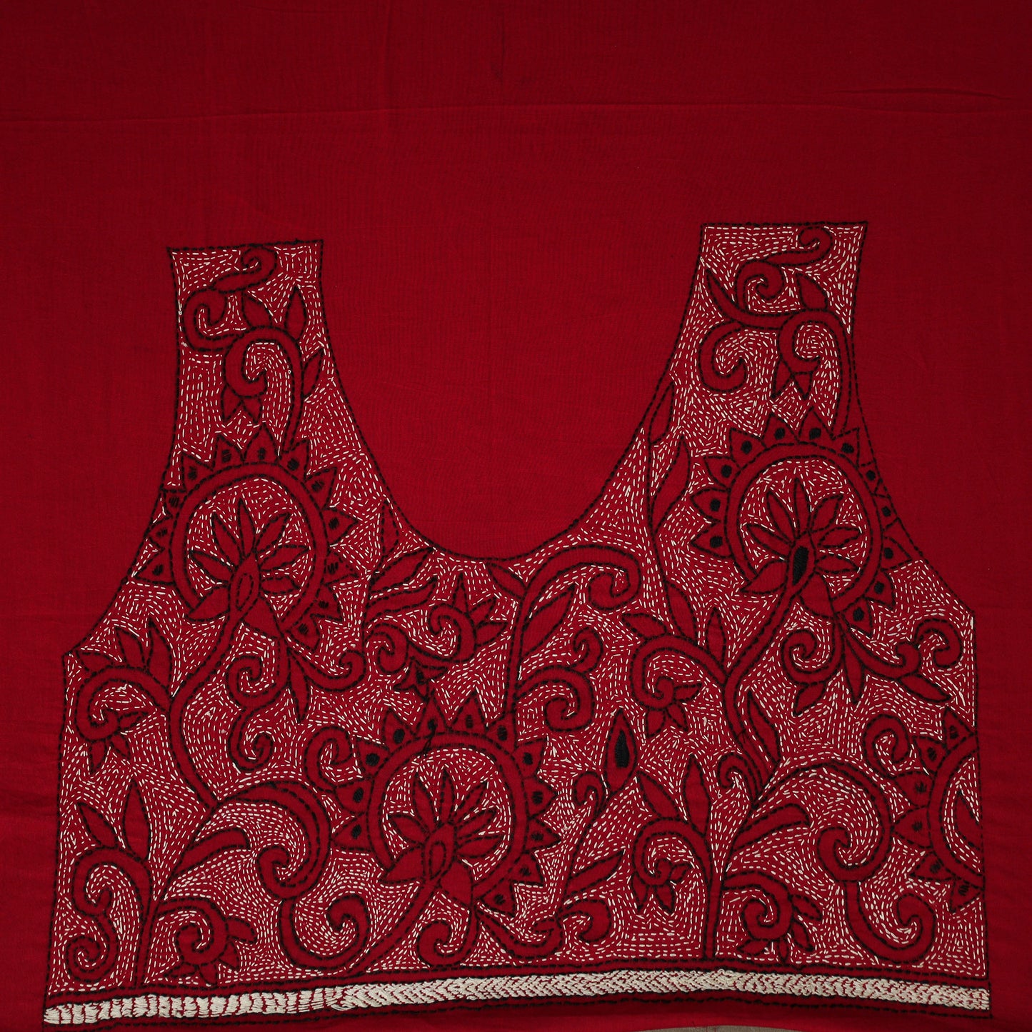 Bengal Kantha Hand Embroidered Cotton Blouse Piece 61