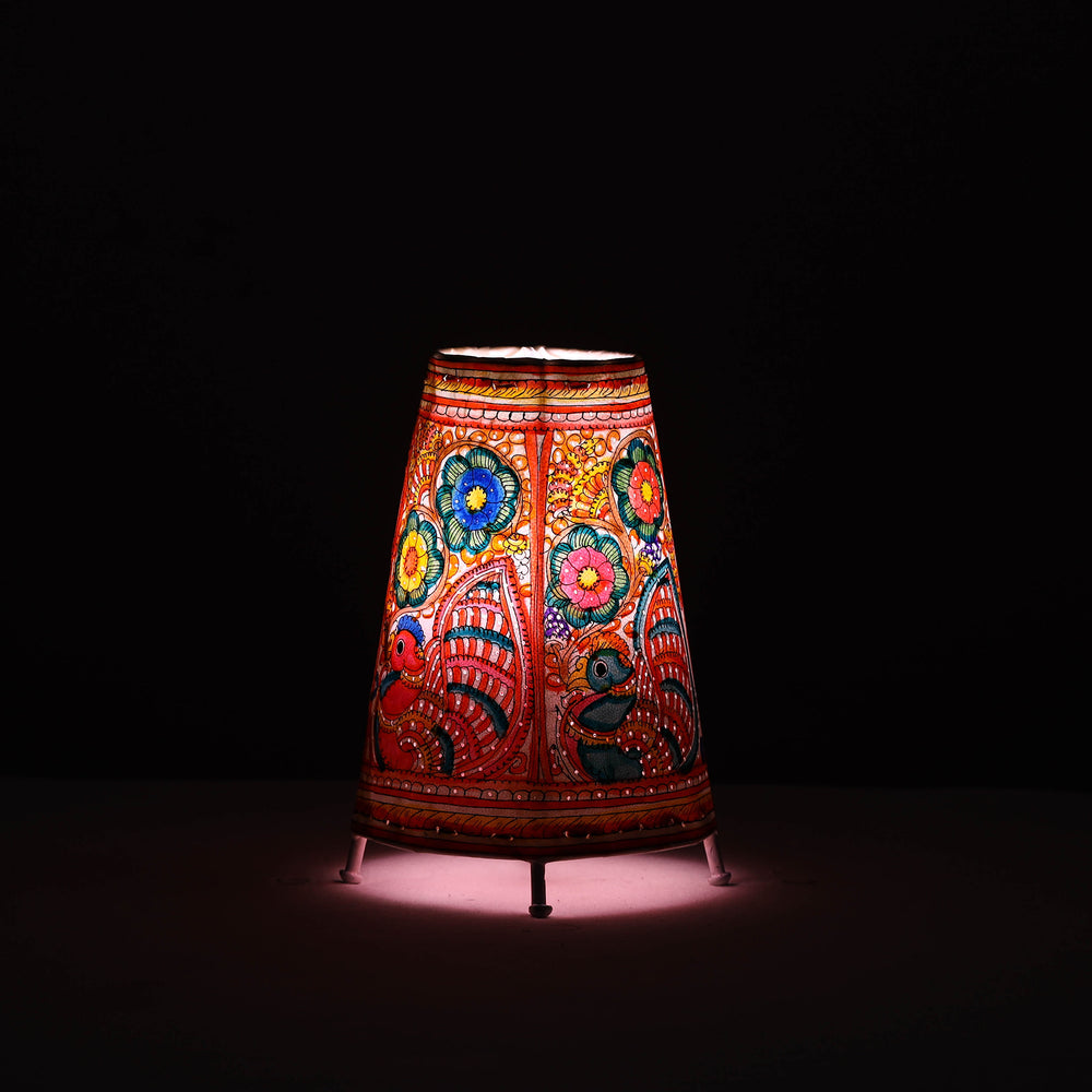 Handpainted Tholu Bommalata Leather Table Lamp (Medium) 85