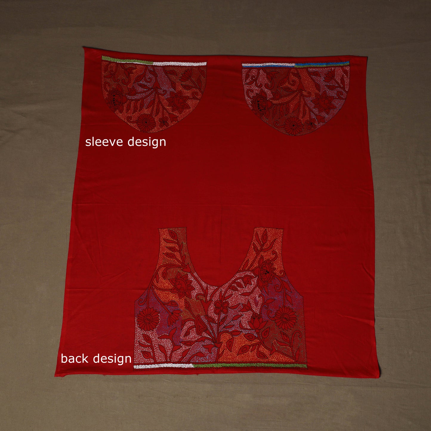 Bengal Kantha Hand Embroidered Cotton Blouse Piece 60