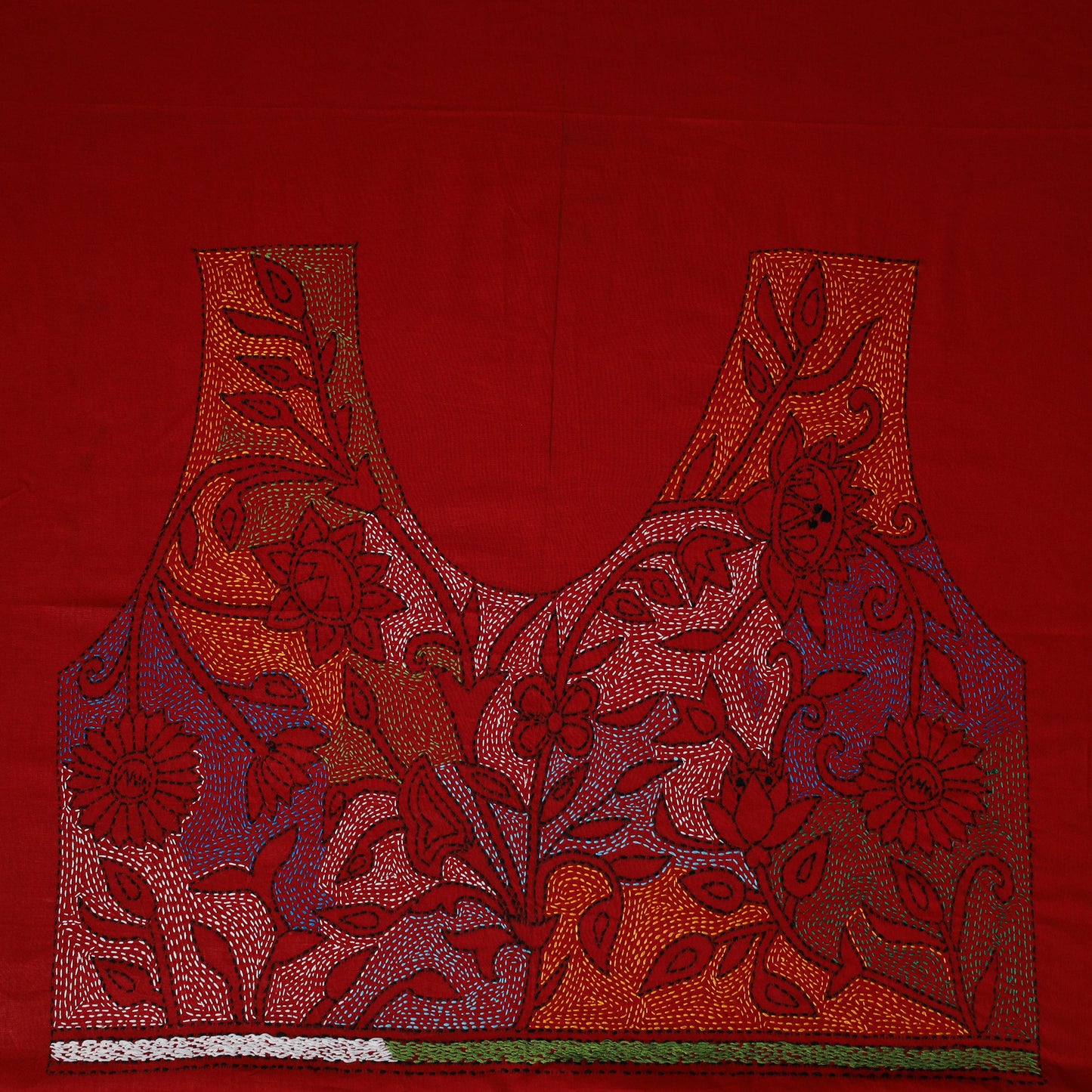 Bengal Kantha Hand Embroidered Cotton Blouse Piece 60