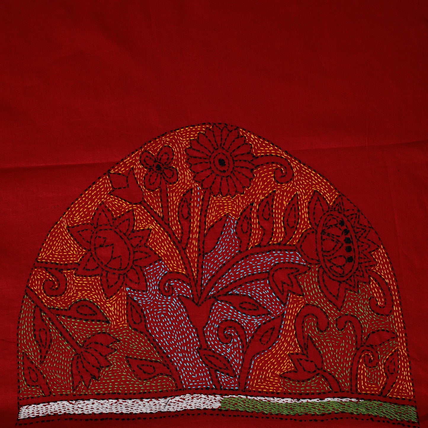 Bengal Kantha Hand Embroidered Cotton Blouse Piece 60