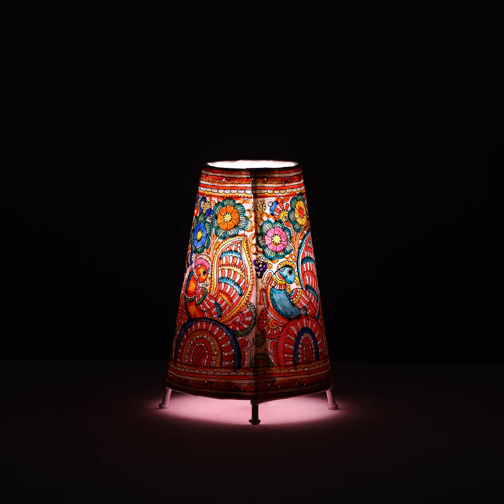 Handpainted Tholu Bommalata Leather Table Lamp (Medium) 86