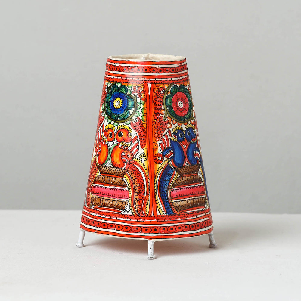 Handpainted Tholu Bommalata Leather Table Lamp (Medium) 88