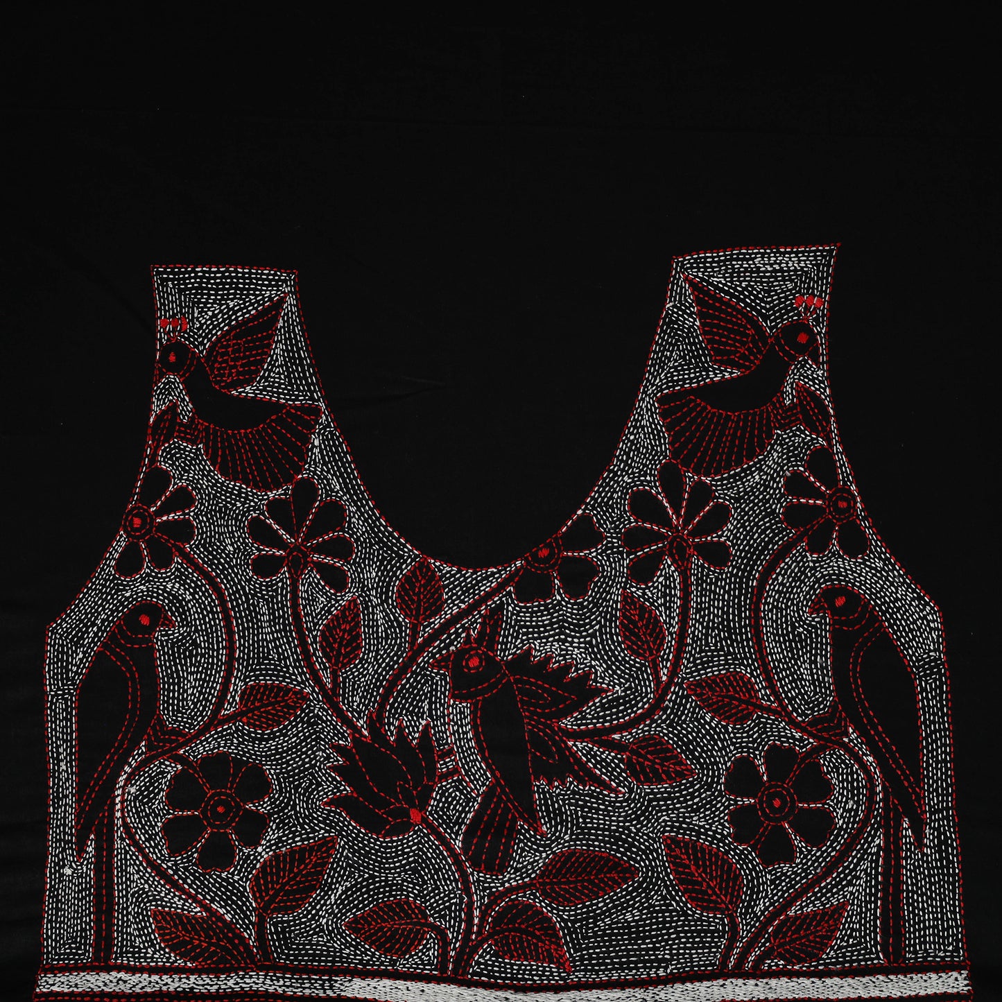 Bengal Kantha Hand Embroidered Cotton Blouse Piece 59