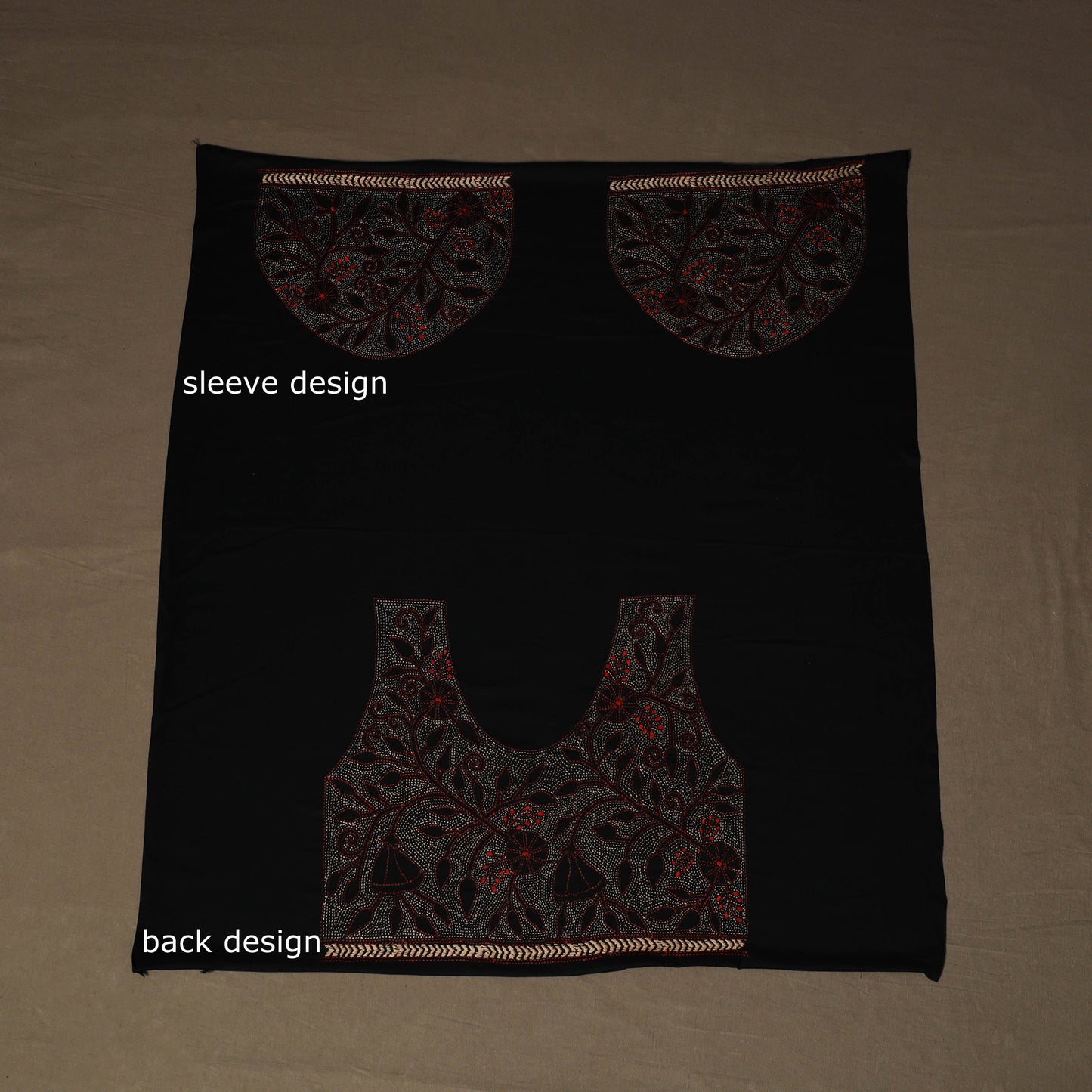 Bengal Kantha Hand Embroidered Cotton Blouse Piece 58