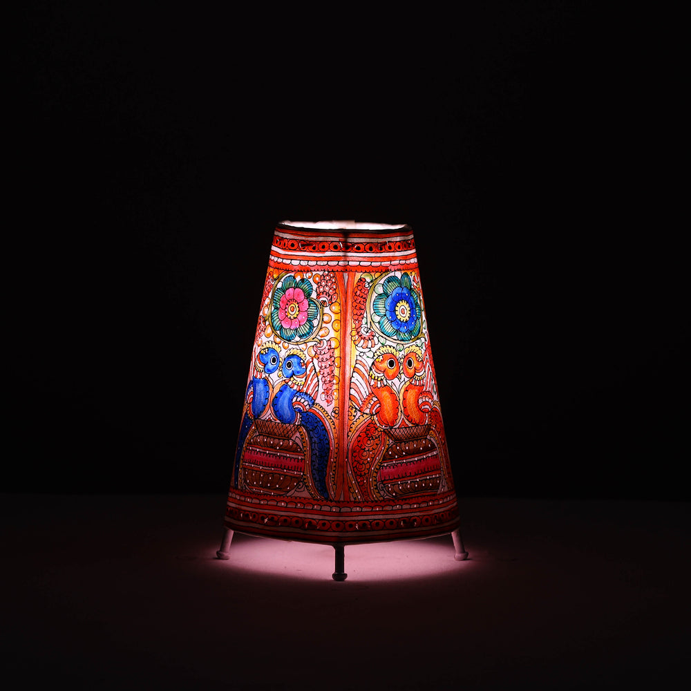 Handpainted Tholu Bommalata Leather Table Lamp (Medium) 87