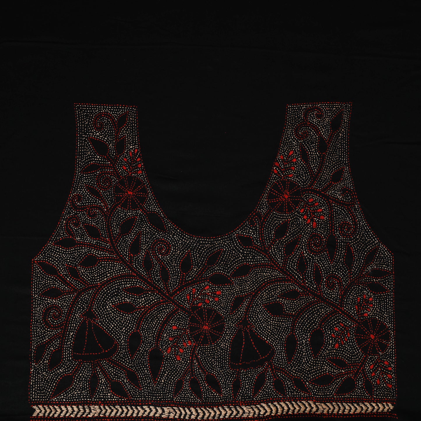 Bengal Kantha Hand Embroidered Cotton Blouse Piece 58
