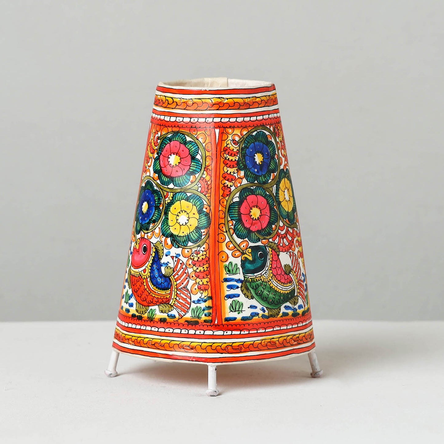 Handpainted Tholu Bommalata Leather Table Lamp (Medium) 89