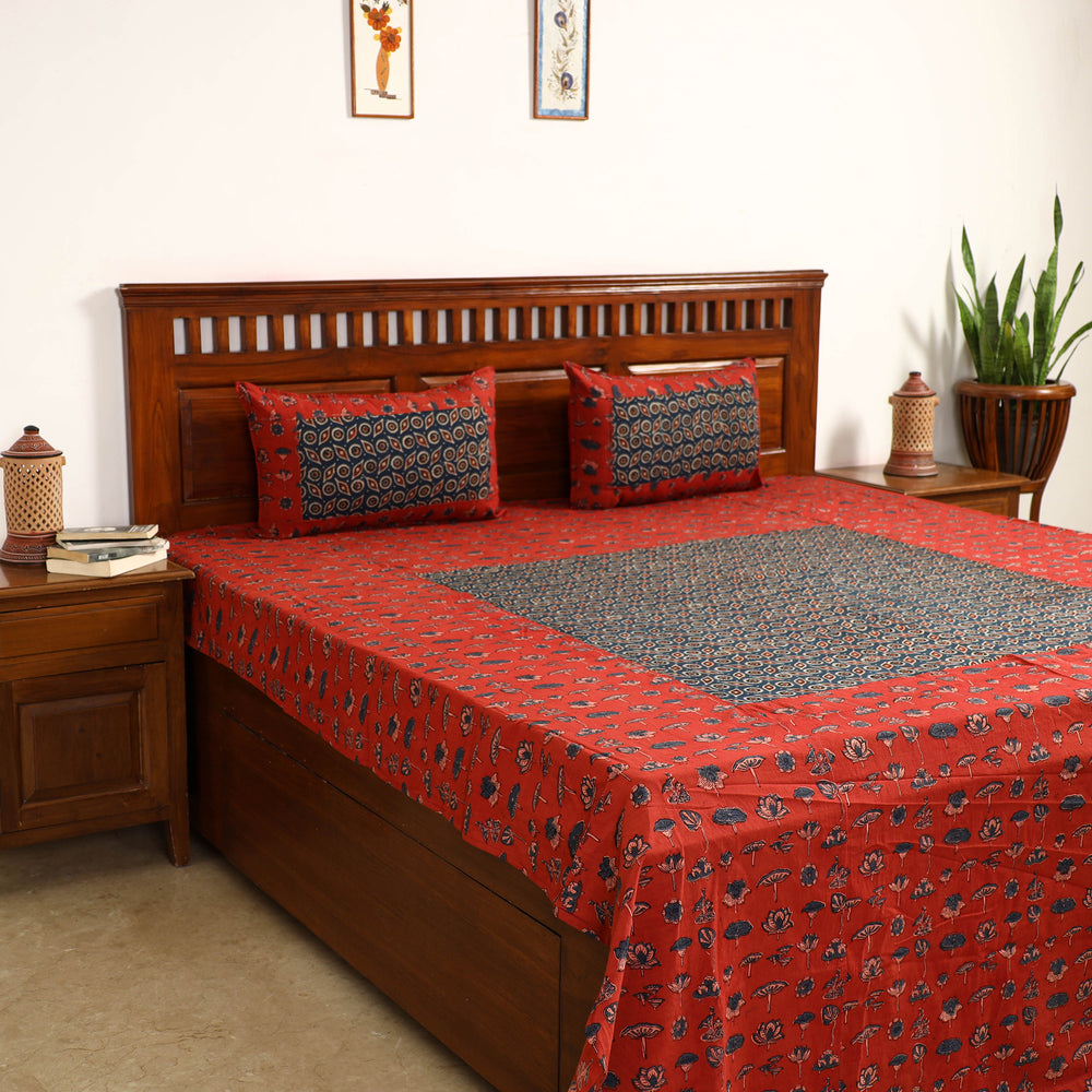 ajrakh double bed cover set