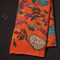 Orange - Chanderi Silk Srikalahasti Handpainted Pen Kalamkari Fabric 01