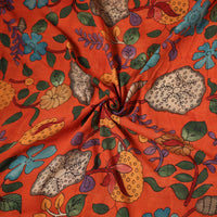 Orange - Chanderi Silk Srikalahasti Handpainted Pen Kalamkari Fabric 01