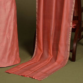 2pc Peach Hand Embroidery Chanderi Silk Chikankari Dress Material