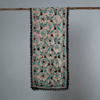 Black - Ranihati Chanderi Silk Phulkari Embroidered Stole 186