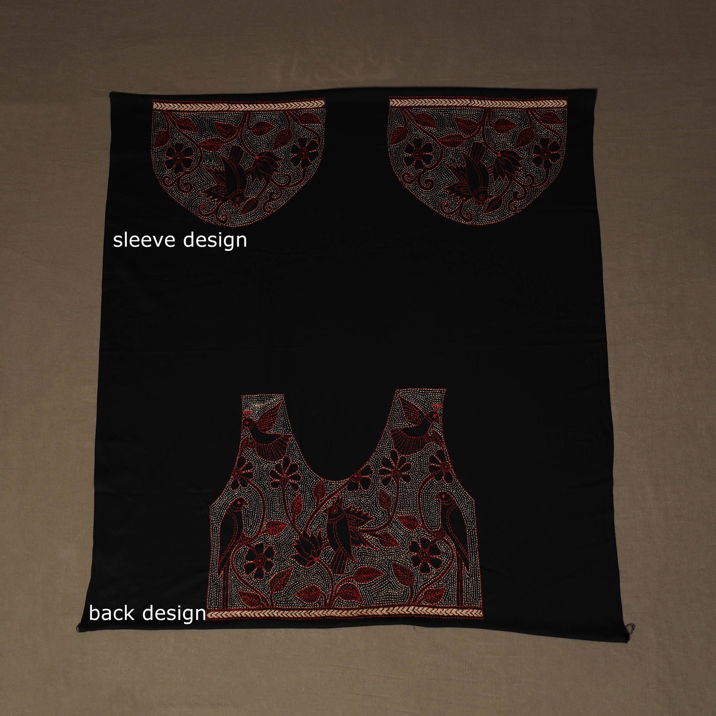 Bengal Kantha Hand Embroidered Cotton Blouse Piece 56