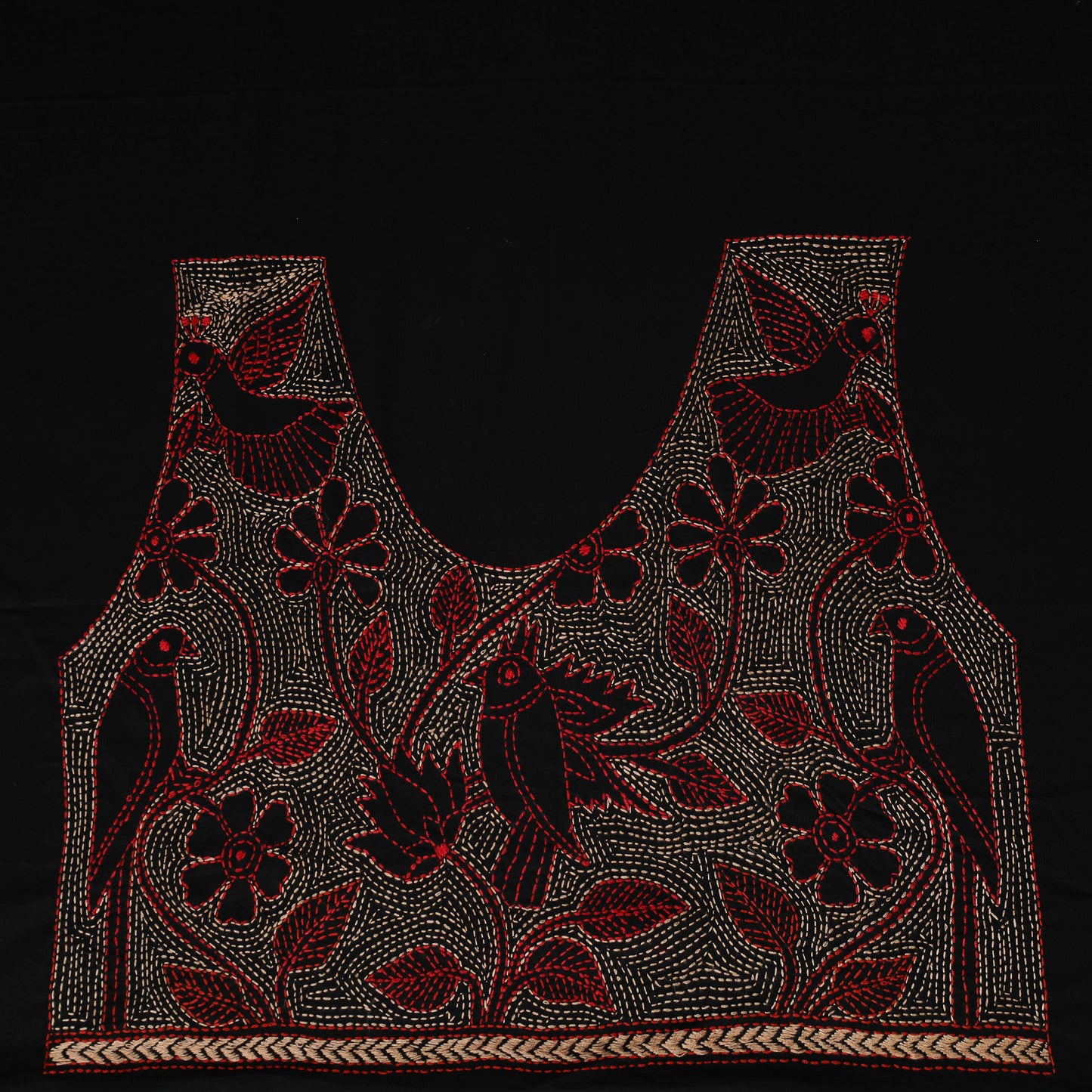 Bengal Kantha Hand Embroidered Cotton Blouse Piece 56