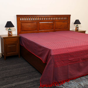 Red - Pure Handloom Cotton Double Bed Cover from Bijnor 51