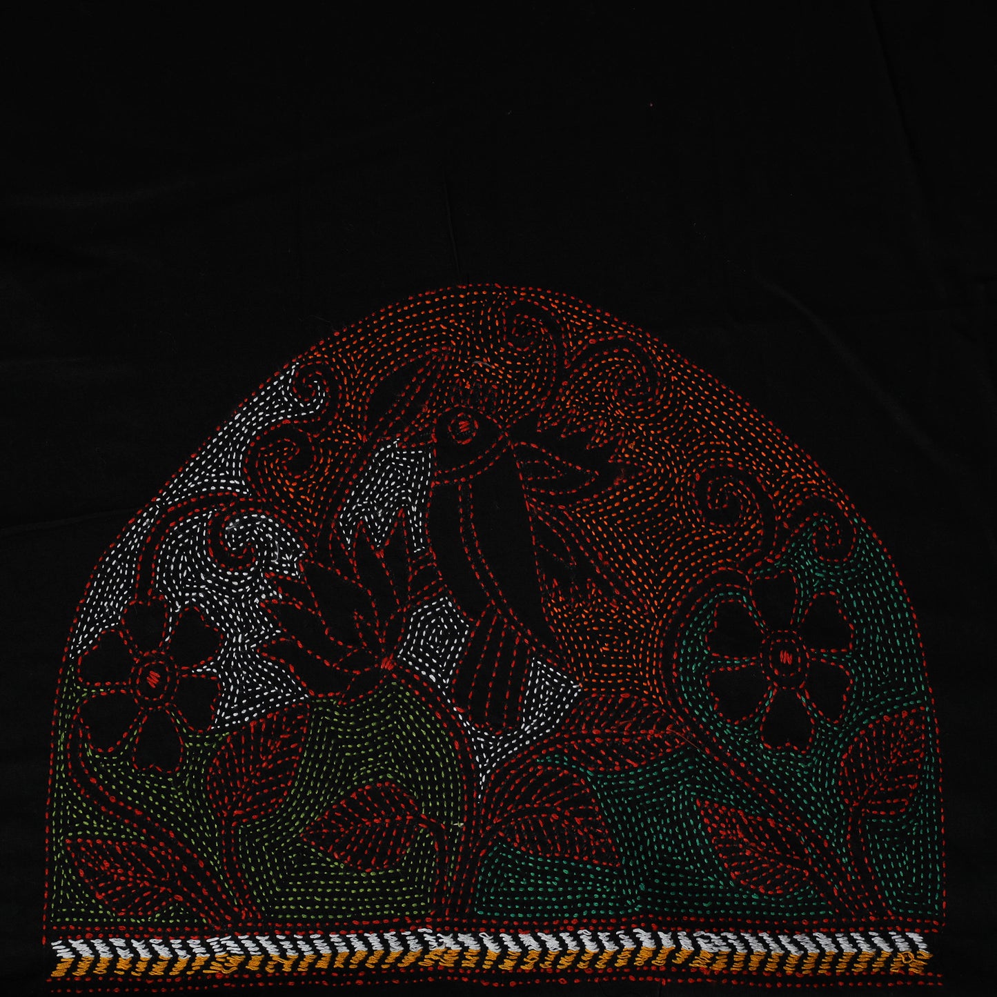 Bengal Kantha Hand Embroidered Cotton Blouse Piece 55