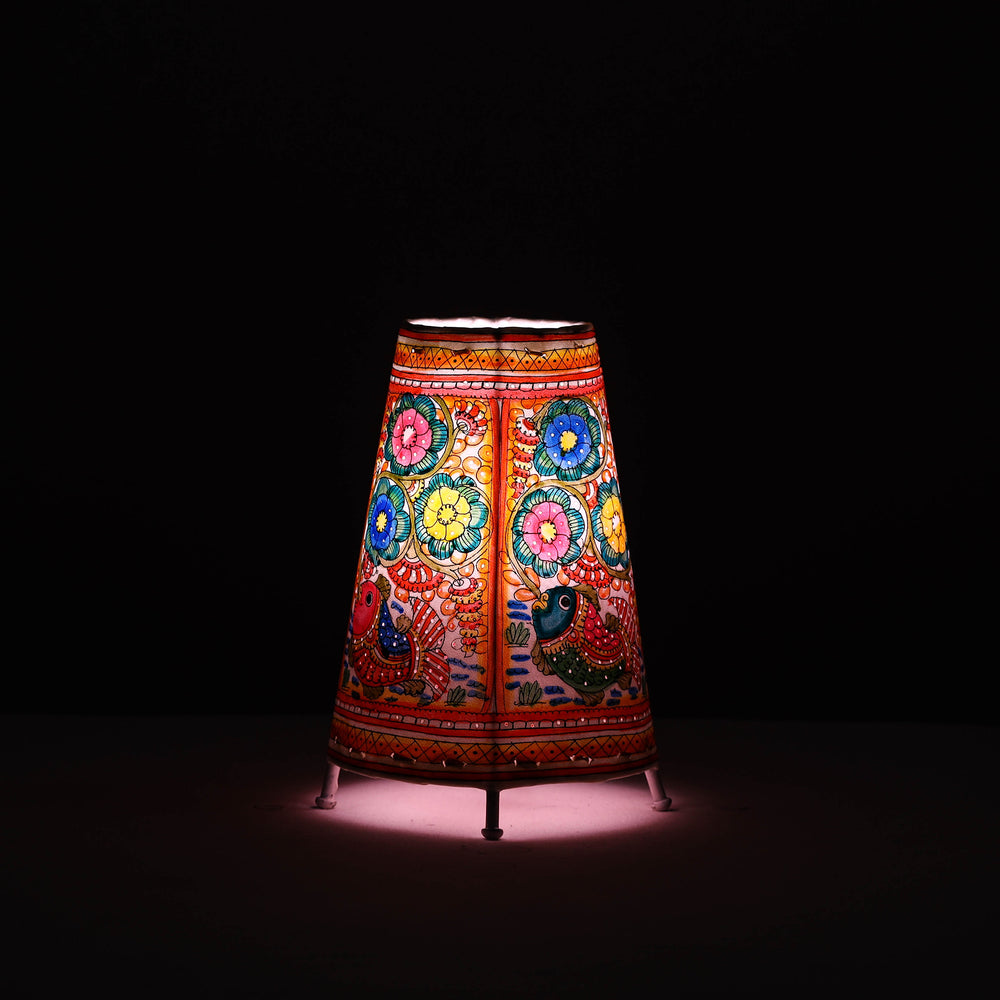 Handpainted Tholu Bommalata Leather Table Lamp (Medium) 93