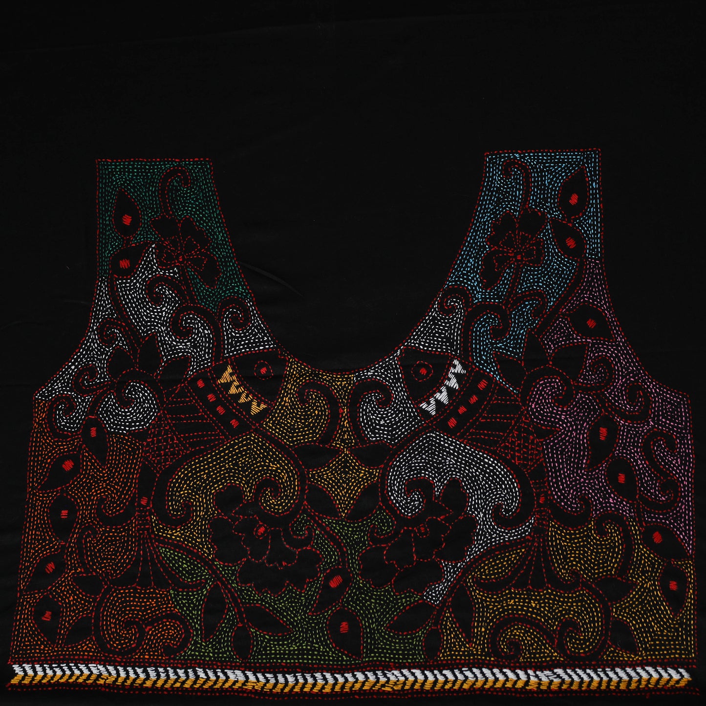 Bengal Kantha Hand Embroidered Cotton Blouse Piece 54