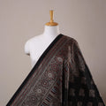 Black Natural Dyed Mashru Silk Ajrakh Print Fabric