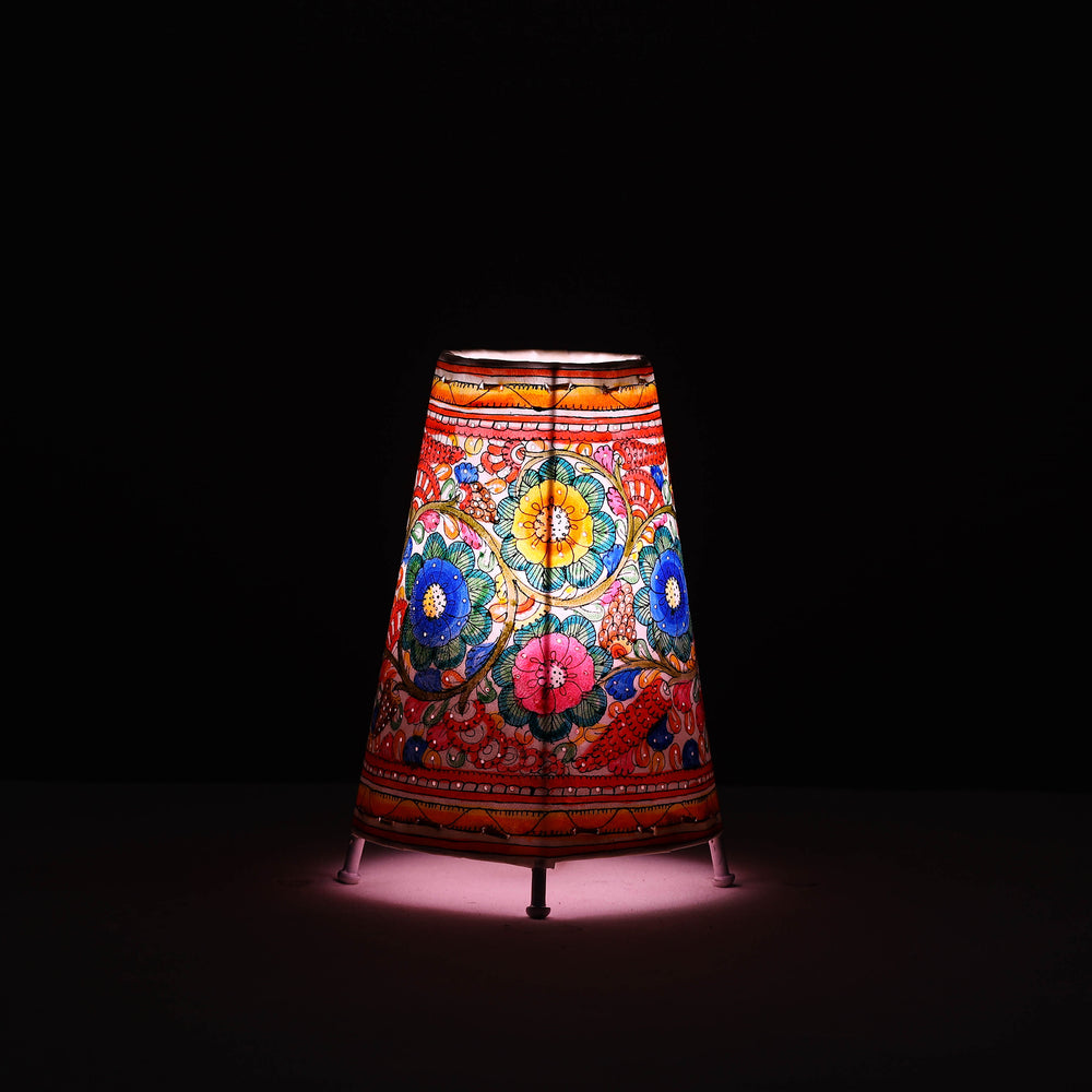 Handpainted Tholu Bommalata Leather Table Lamp (Medium) 94