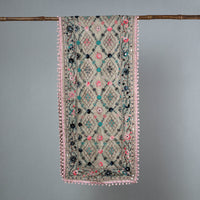 Pink - Ranihati Chanderi Silk Phulkari Embroidered Stole 176