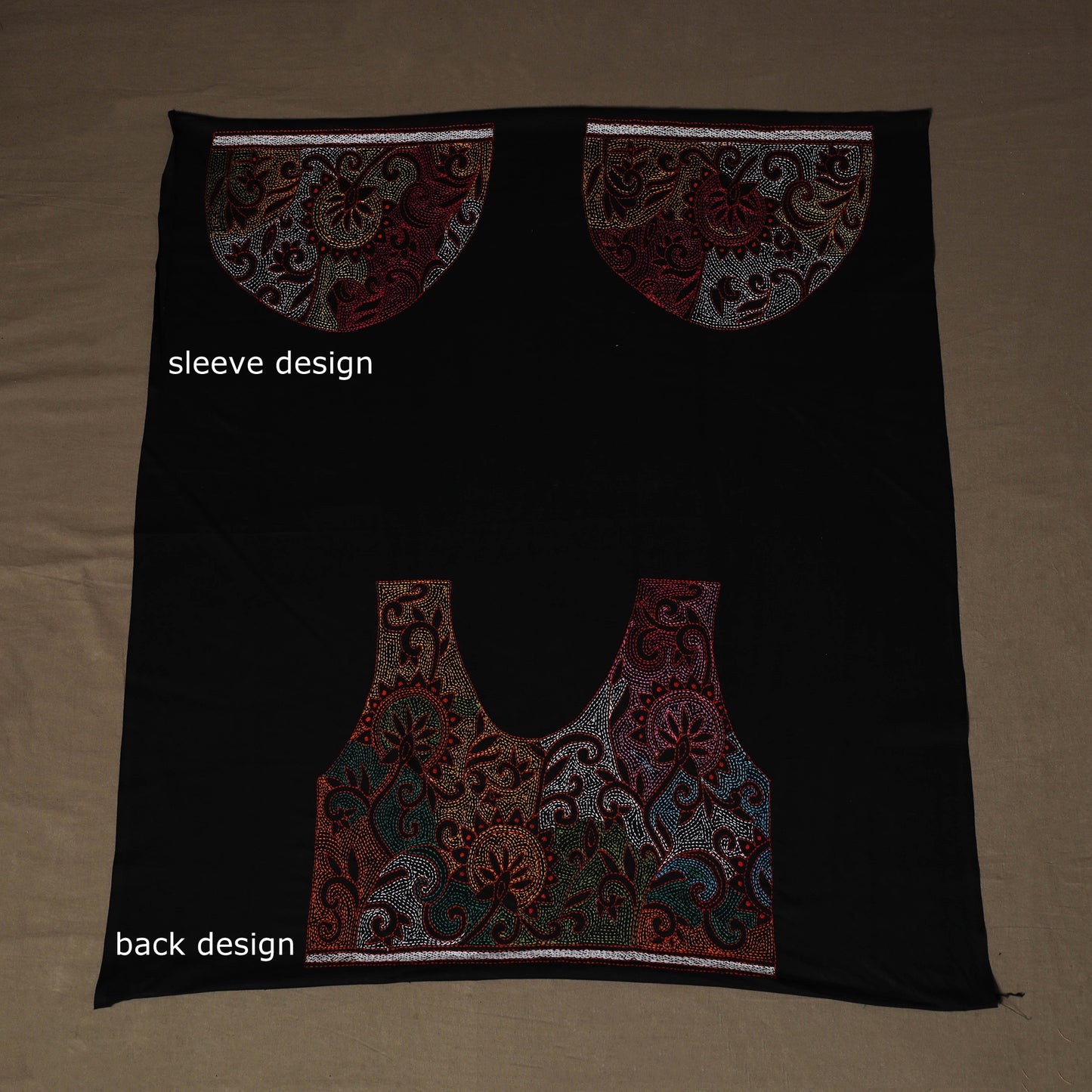 Bengal Kantha Hand Embroidered Cotton Blouse Piece 53